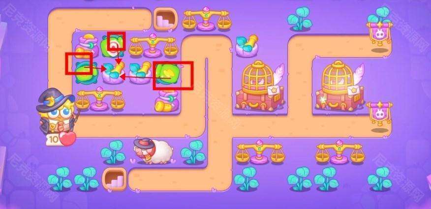 保卫萝卜4阿波与魔法宝藏第107关通关攻略